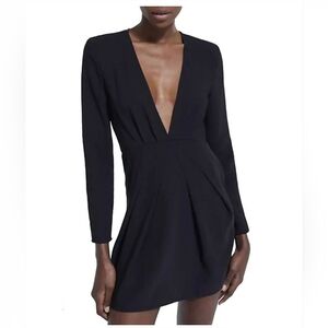 The Kooples - Glam V-neck Dress Long Sleeve, Mini Dress, Plits